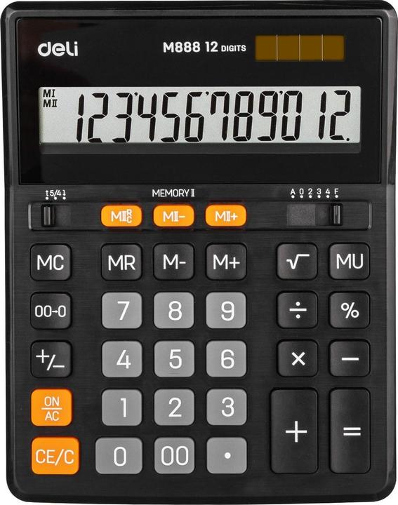 Actual product image Deli Calculator CALCULATOR M888 OFFICE Black (Battery operated, Solar panel)