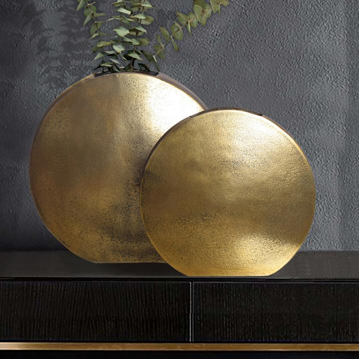 Produktbild FineBuy Vase 2er Set Blumenvase Aluminium Tischvase Dekovase Modern Rund (2x)