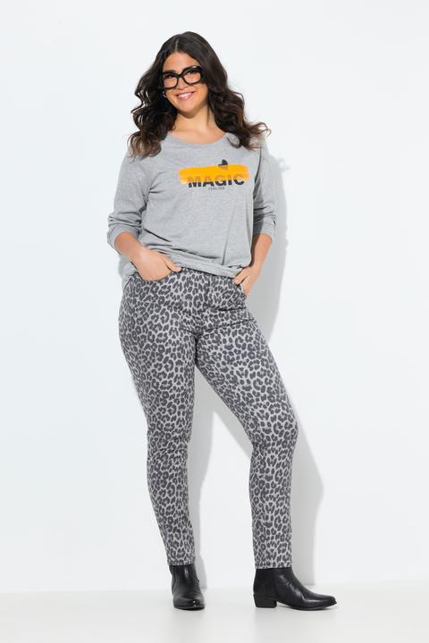 Image du produit Ulla Popken Jean Sarah motif léopard, jambe étroite et sergé stretch (62)