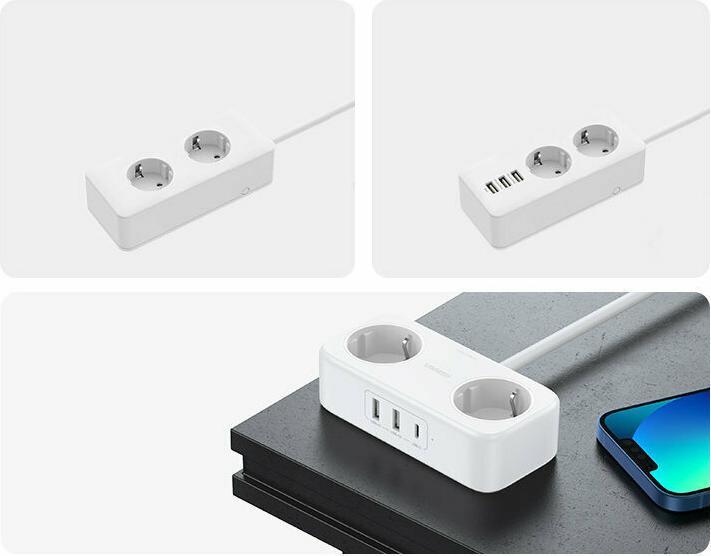 Productafbeelding Ugreen stekkerdoos verlengsnoer met 2x USB poorten, 1x USB-C zwart (CD280) (2x, 1.80 m)