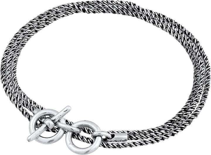 Actual product image Kuzzoi Bracelet Men Cord Necklace T-Bone Oxidised 925 Silver (19 cm, 925 sterling silver)