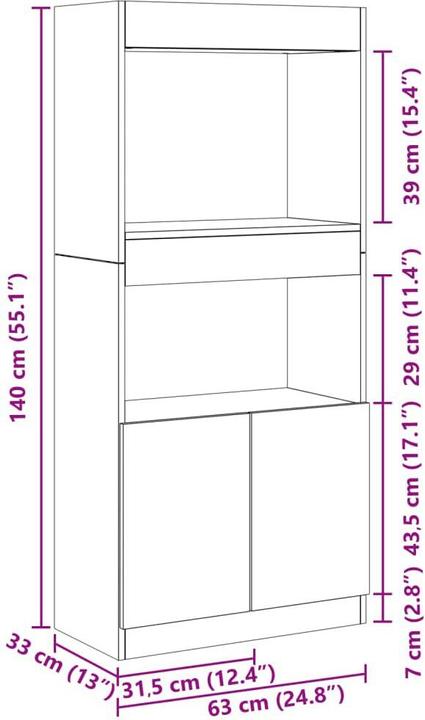 Actual product image vidaXL Louiza (63 x 33 x 140 cm)