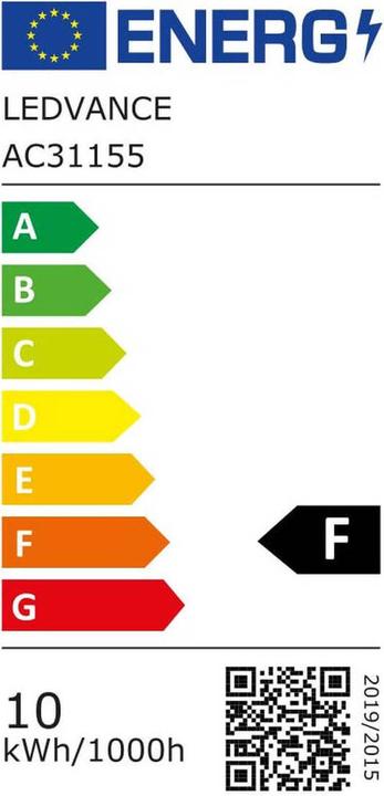Energy Label Osram Bulb shape (E27, 10.50 W, 1060 lm, 3 x, F)