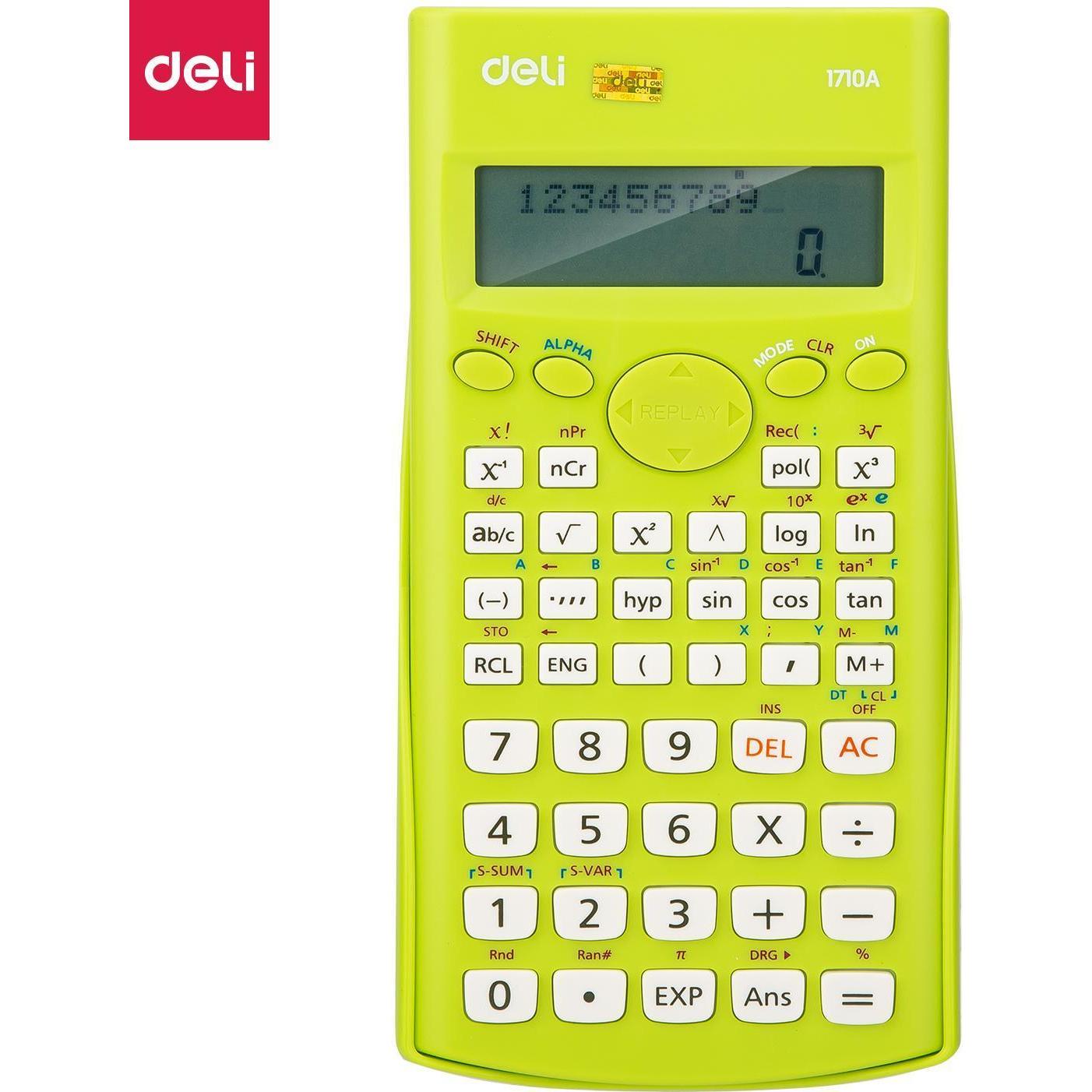 Deli, Calcolatrice, Calcolatrice Scientifica 1710a 12 Digitale Verde (Batterie)