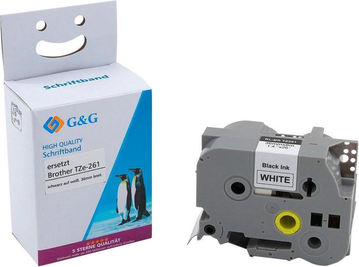 Produktbild Schriftband 14975 Kompatibel ersetzt Brother TZe-261 Bandfarbe: Weiss Schri (3.60 cm, Weiss)