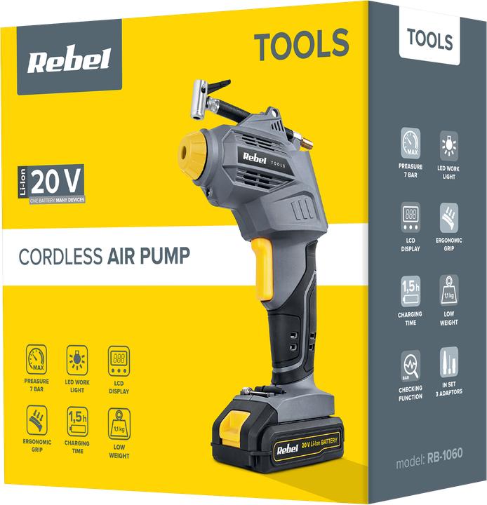 Actual product image Rebel Car compressor RB-1060 20V (15 l, 7 bar)