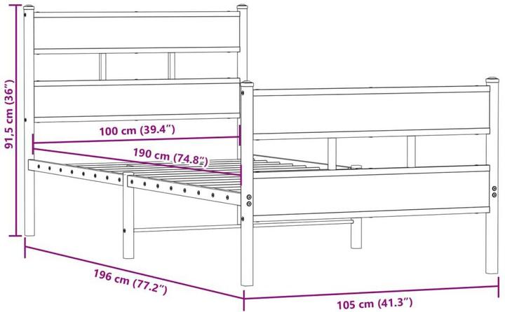 Image du produit vidaXL Bettgestell (100 x 190 cm)
