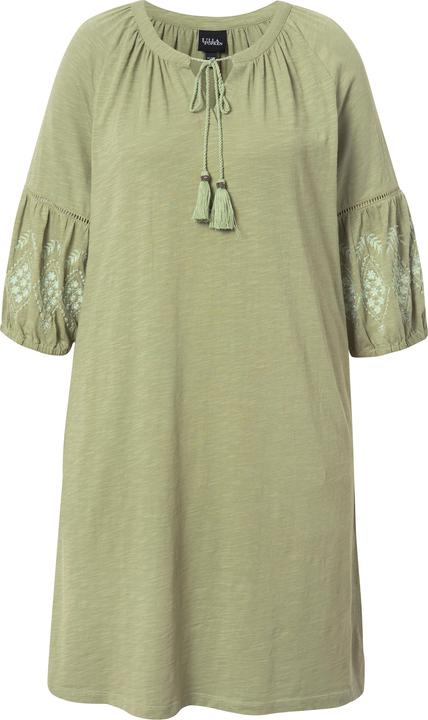 Produktbild Ulla Popken Jerseykleid, Stickerei, A-Linie, Tunika-Ausschnitt, 3/4-Arm (60)