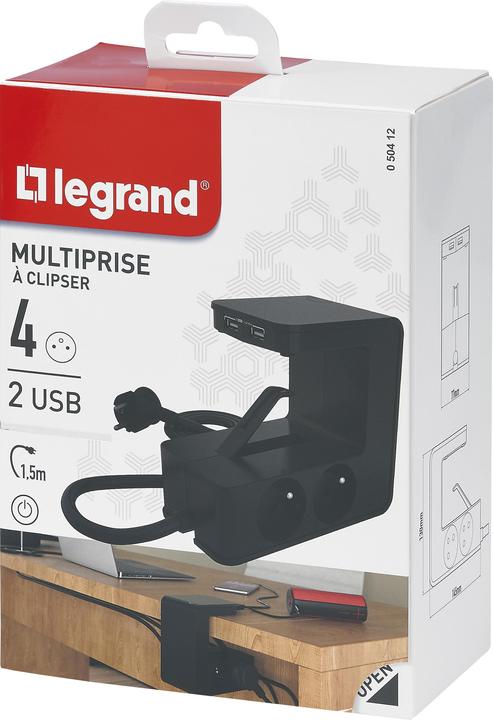 Produktbild Legrand U-Power Contactdoos Verdeelstekker - 2X USB Hub - Stekkerdoos - Penaarde Belgi - Verlengsnoer 1.5 Me (1 Stk.)