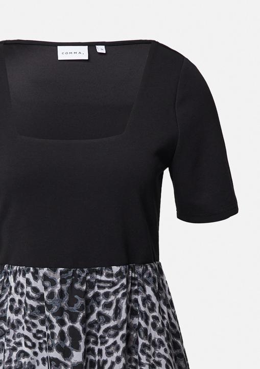 Image du produit Comma Kleid Midikleid aus Materialmix mit Karree-Ausschnitt (40)