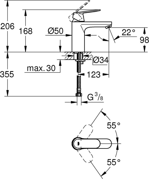 Image du produit Grohe Eurosmart Cosmopolitan Mitigeur monocommandé pour lavabo M-Size