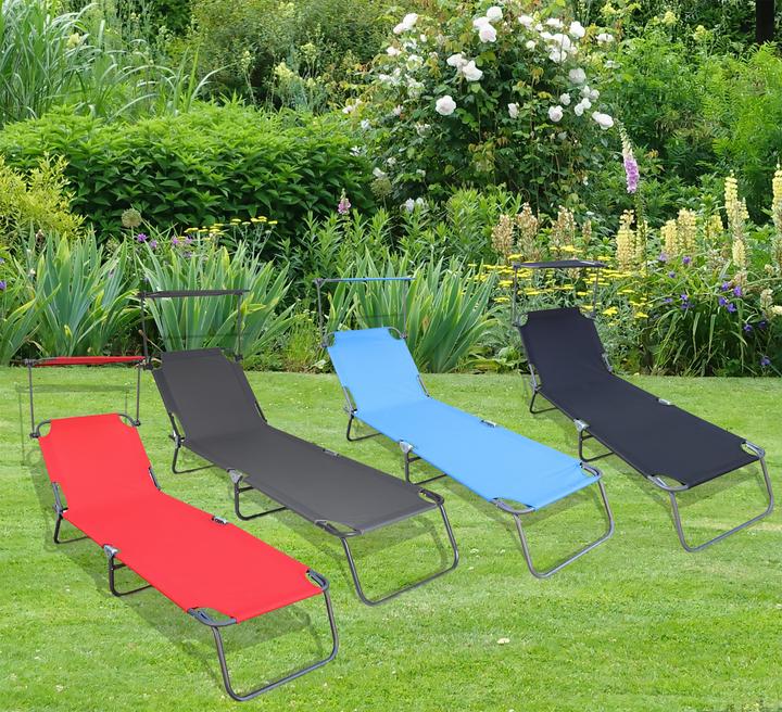 Actual product image VCM Sun lounger deck chair with sun canopy (185 cm)