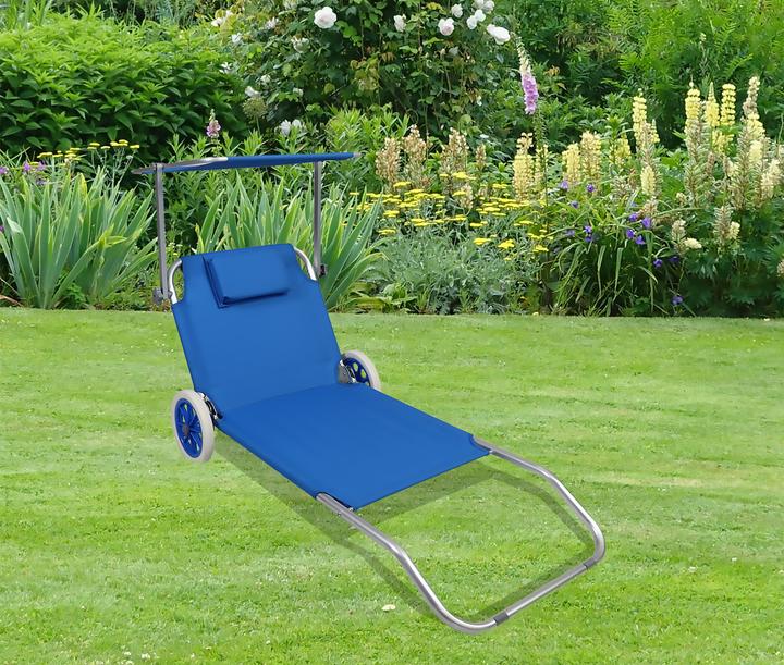 Actual product image VCM Sun lounger with wheels and sun canopy (165 cm)
