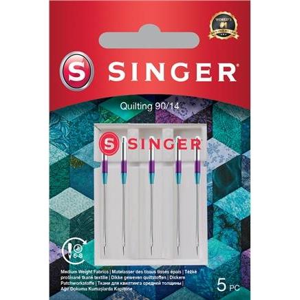 Singer Ago per macchina da cucire QUILTING, 90/14, confezione da 5, Aghi + Ferri