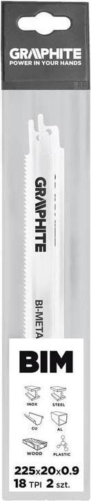Immagine prodotto Graphite Lama da taglio per perforazione 225 x 20 x 0,9 mm 18TPI 5 pz. 57H953