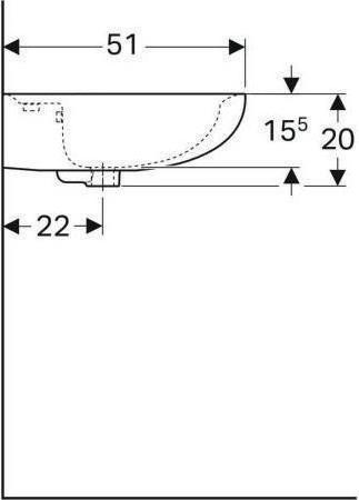 Actual product image Geberit Washbasin RENOVA m HL with overflow 650x510mm pergamon (510 mm, 650 mm)