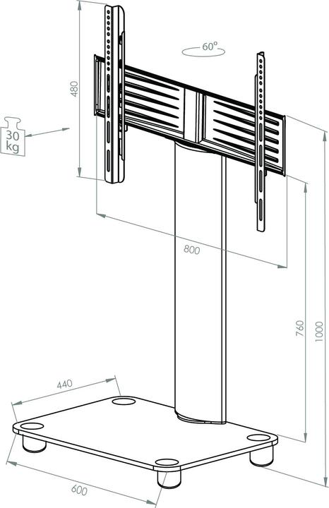 Image du produit VCM Morgenthaler 17130 - 30 kg - 177,8 cm (70 pouces) - 81,3 cm (32 pouces) - -30 - 60 (70", 30 kg)