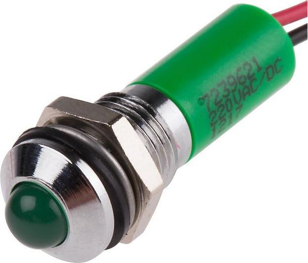 Produktbild RS PRO 8mm vorsteh verchrom LED Drähte grü 220V