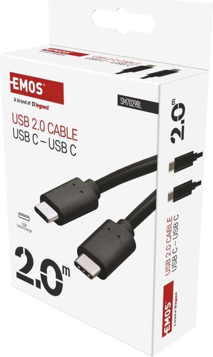 Immagine prodotto Emos USB Kabel 2.0 C Stecker - USB C Stecker 2m, schwarz (2 m, USB 2.0, 100 W)