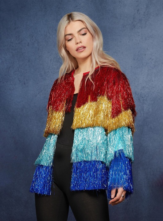 Actual product image Smiffys Lametta Festivaljacke vierfarbig (S, M)