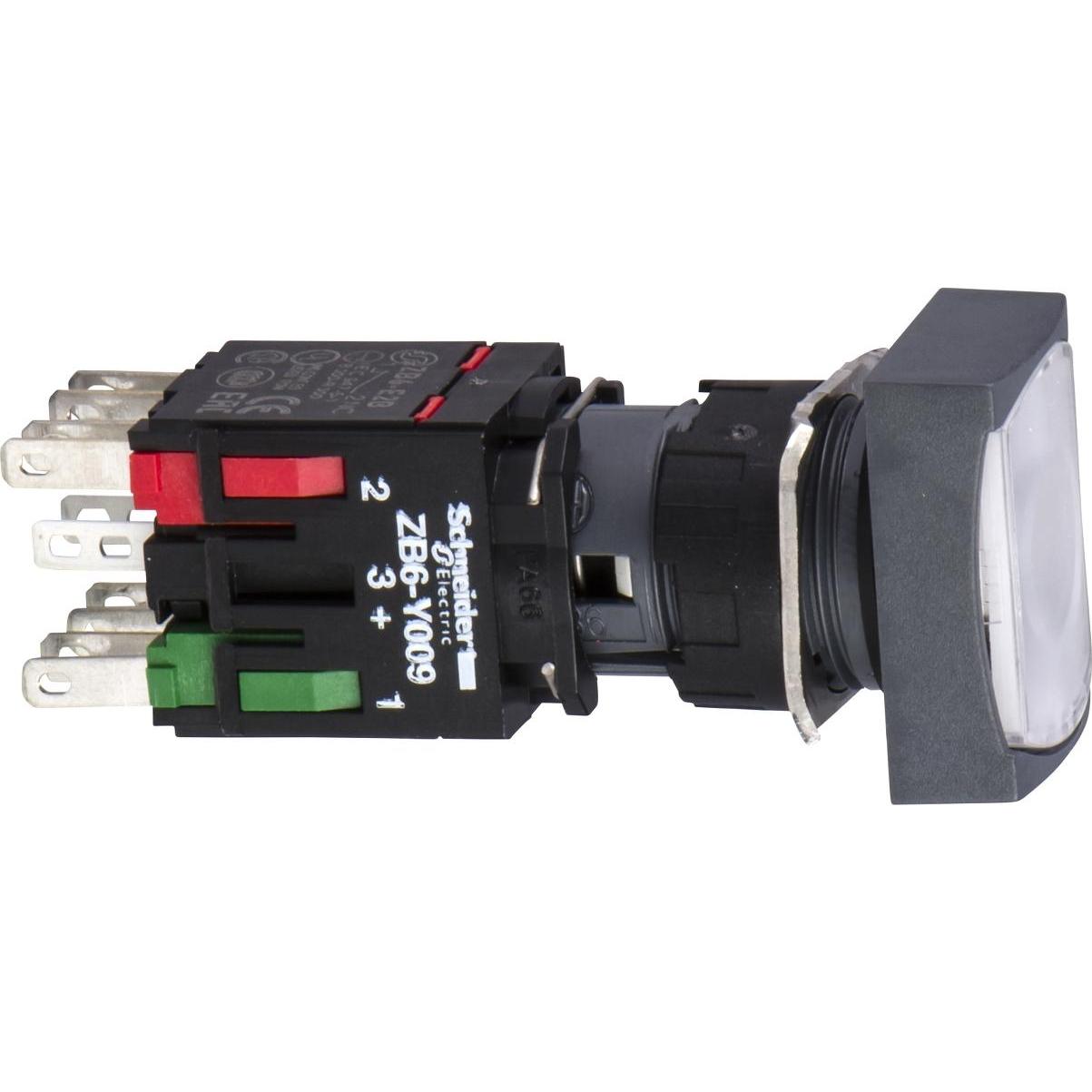 Schneider Electric Pulsante illuminato, bianco Ř 16, piatto, w. XB6DF1B5B, Pulsante + Interruttore, Bianco