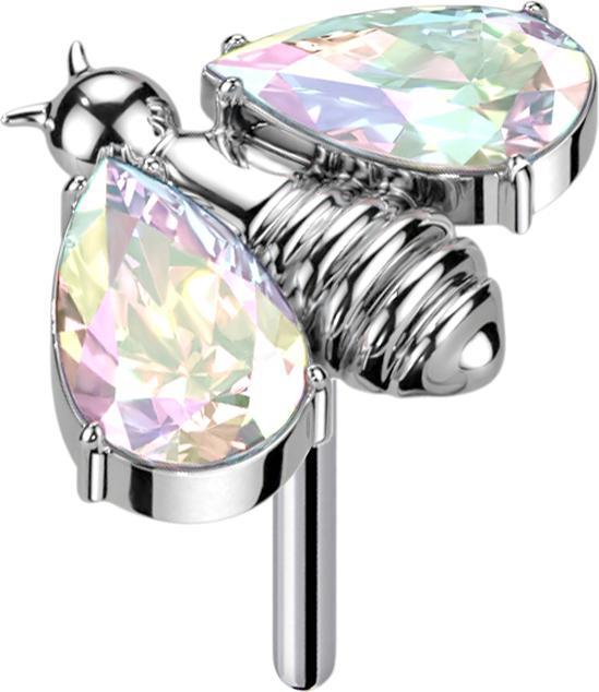 Actual product image Star Piercing Threadless bee silver crystal wings multicolour (without brass, Titanium)