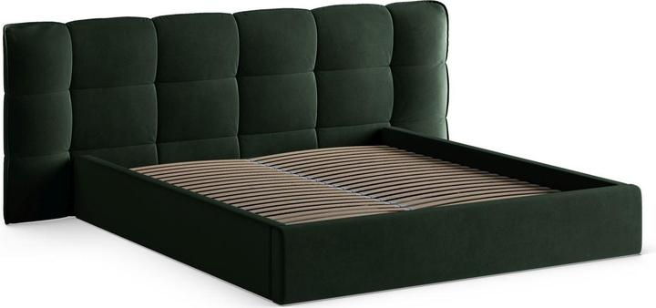 Actual product image Micadoni Velvet Storage Bed With Headboard, "Eric", Bottle Green, 225x250x104 Made in Europe (160 x 200 cm)