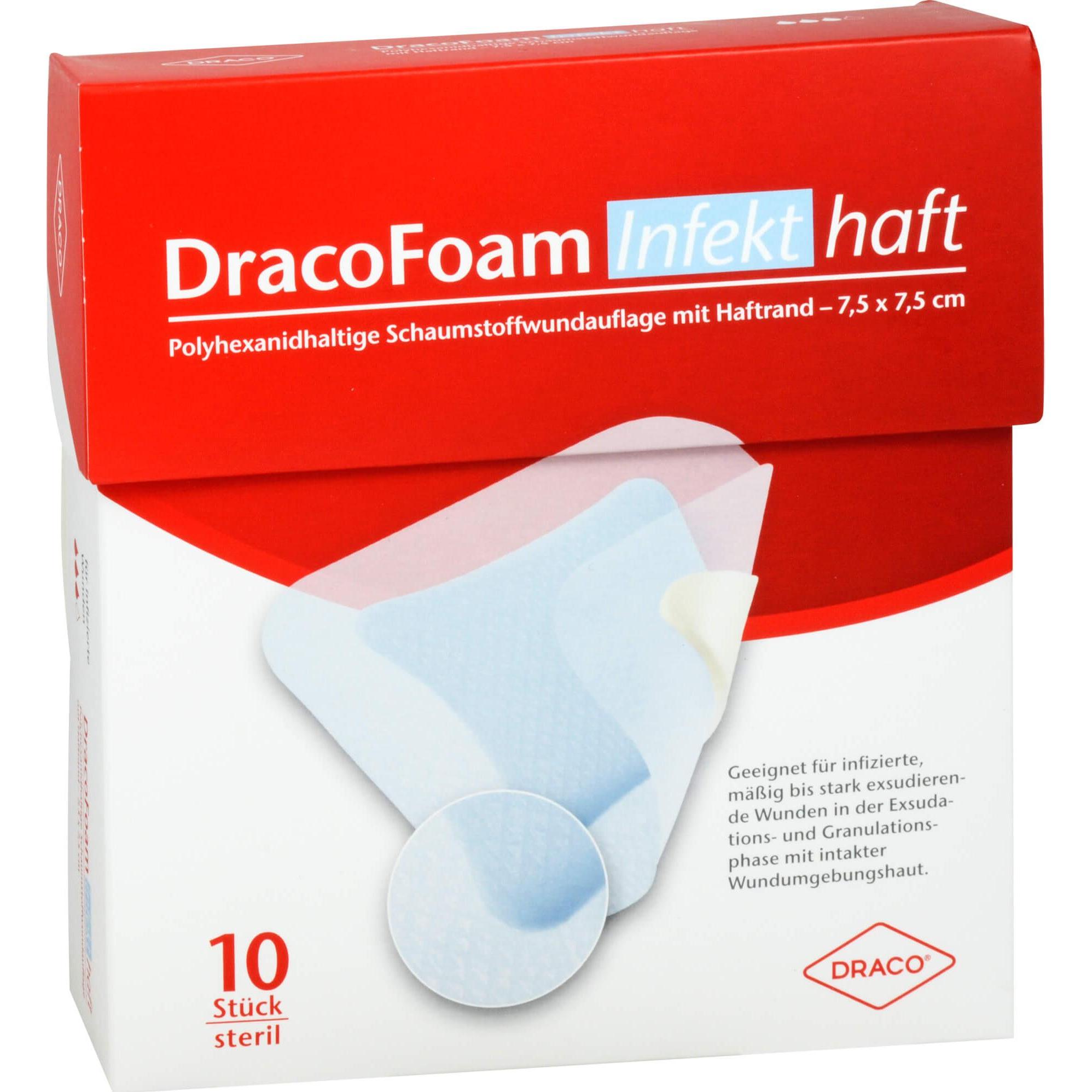 Dracco, Verbandsmaterial, DracoFoam Infekt haft Schaumstoffverband für infizierte Wunden, 10 St VER