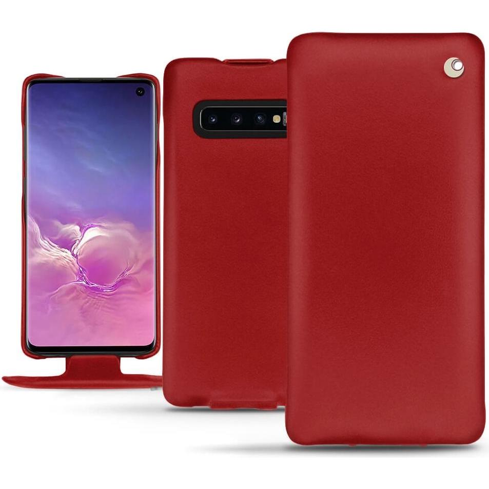 Noreve Lederschutzhülle vertikal (Samsung Galaxy S10), Smartphone Hülle, Rot