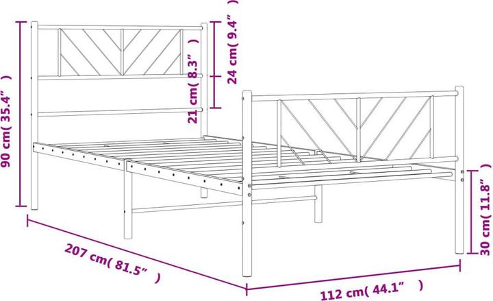 Produktbild vidaXL Metall Bettgestell (107 x 203 cm)