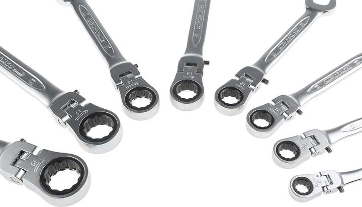 Produktbild Bahco Satz Knarren-Ring-Maulschlüssel mit Gelenkkopf - 8-teilig (10 mm, 11 mm, 12 mm, 13 mm, 14 mm, 17 mm, 19 mm, 8 mm)