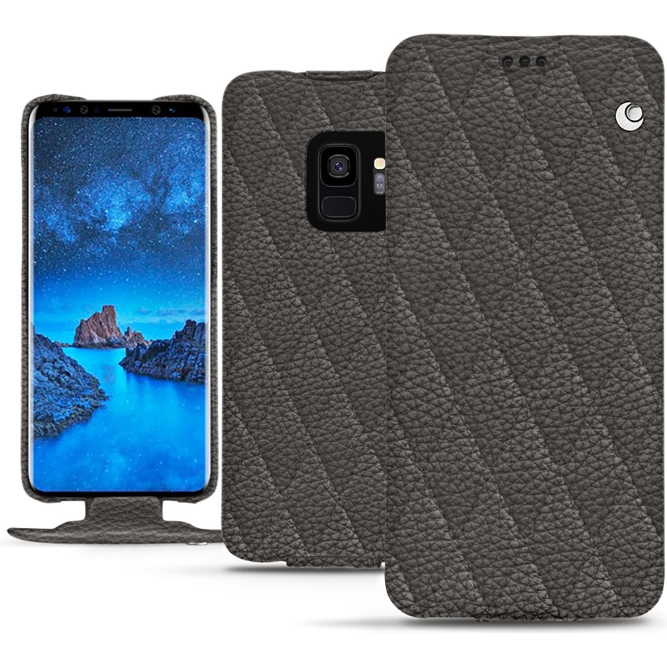Noreve Lederschutzhülle vertikal (Samsung Galaxy S9), Smartphone Hülle, Grau