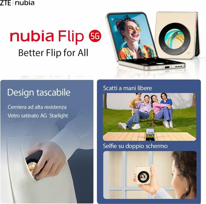 Produktbild ZTE Nubia Flip 5G 8Gb 256Gb 1.4"-6.9" (256 GB, Cosmic Black, 6.90", Dual SIM, 5G)