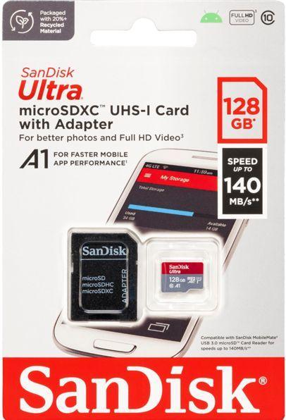 Actual product image SANDISK Ultra mit Adapter (128 GB, microSDXC, U1, UHS-I)
