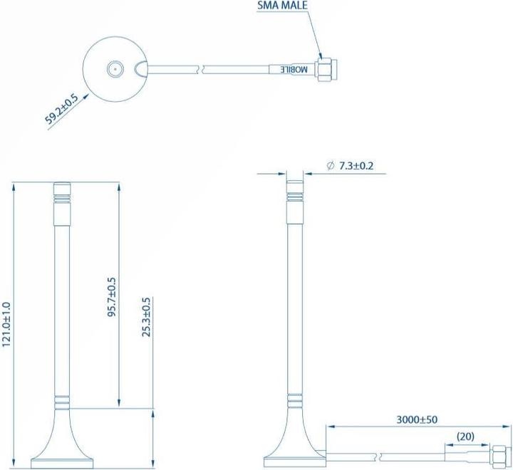 Image du produit Teltonika PR1KS210 - Antenne magnétique SMA pour téléphonie mobile (GSM, 3G)