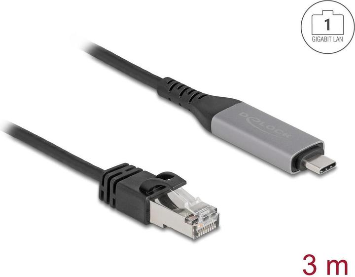 Produktbild Delock USB LAN Kabel USB Type-C zu RJ45 Gigabit Ethernet 3 m (CAT6, 3 m)