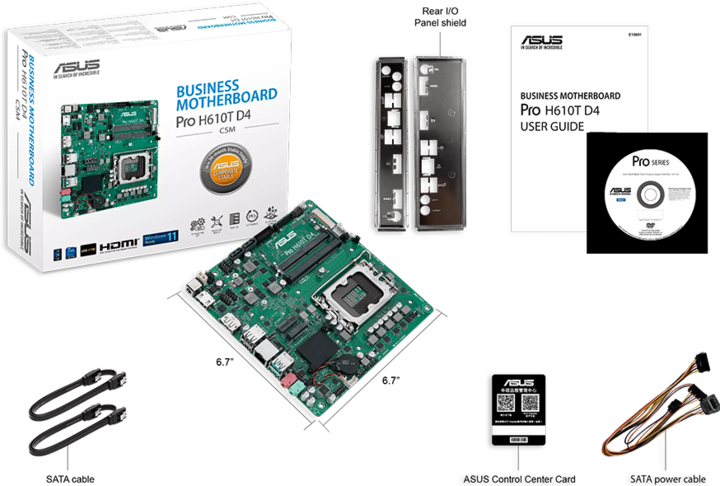 Produktbild ASUS MB PRO H610T -CSM (LGA 1700, Intel H610, Mini-ITX)
