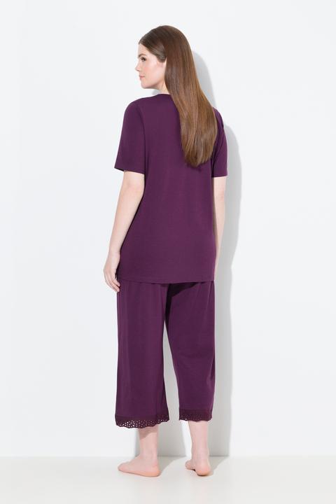 Produktbild Ulla Popken Pyjama, Lochstickerei, Halbarm, Modalmix (50, 52)