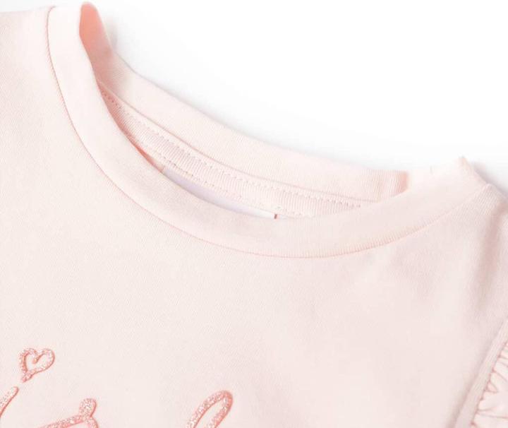Actual product image vidaXL Children's T-shirt with ruffled sleeves pale pink 116,Material (116)
