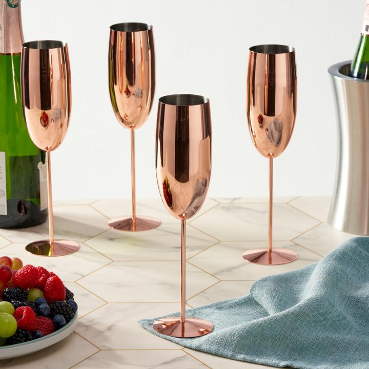 Produktbild Oak & Steel Edelstahl Sektgläser Rosegold 2er-Set (28.50 cl, 2 Gläser, Sektgläser)