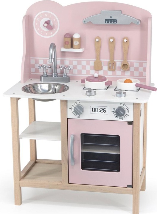 Viga Toys Holzküchenzeile Eco mit Zubehör PolarB, rosa