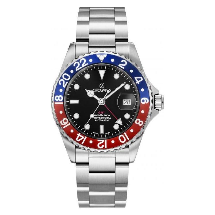 Grovana, Armbanduhr, Key West Gmt-Kollektion – Schweizer Automatikuhr, Schwarz, (Swiss Made)