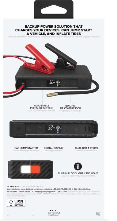 Produktbild mophie Go Rugged - Powerstation Jumpstart Air Compressor (2.40 A, 15000 mAh)