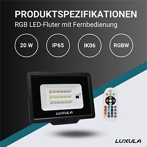 Produktbild Luxula RGB LED-Fluter LX400181, 20W, IP65, schwarz, mit Fernbedienung (IP65)