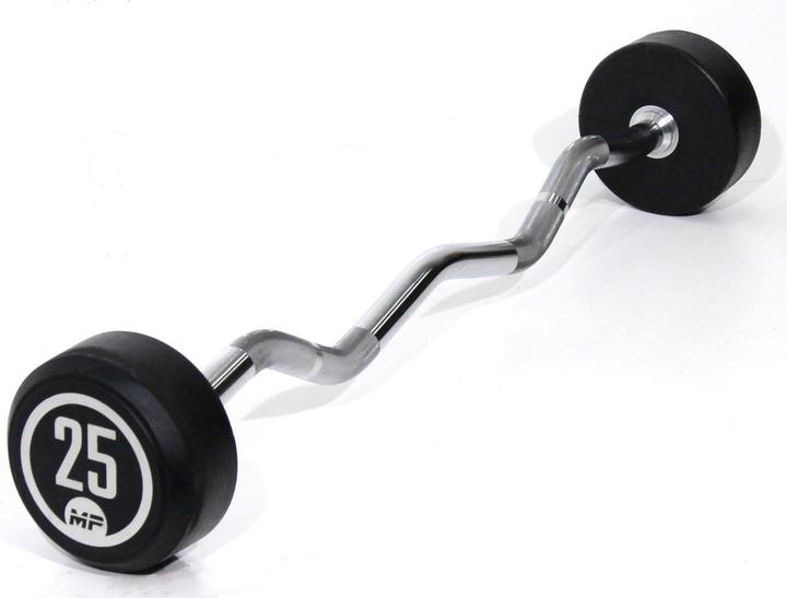 Actual product image Muscle Power Rubber Fixed Curl Barbell