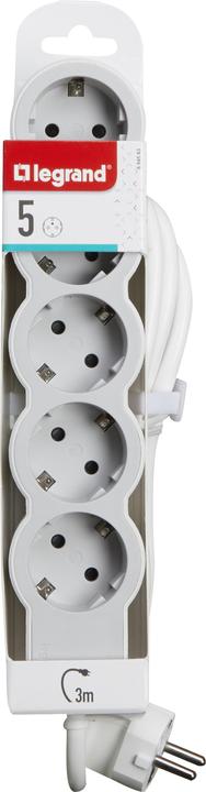 Actual product image Legrand Flat socket strip 5x socket, 3 metre cable white-grey 694563 (5 x, CEE 32/5, 3 m)