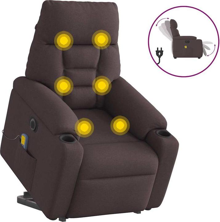 Produktbild VidaXL Elektrischer Massagesessel mit Aufstehhilfe Dunkelbraun Stoff