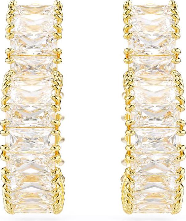 Produktbild Swarovski Matrix Kreolen Baguette Schliff Herz Klein Weiss Gold (Swarovski Metall)