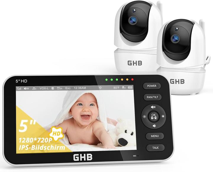 Immagine prodotto GHB Babyphone mit 2 Kameras und 5-Zoll-Display (Video e audio)