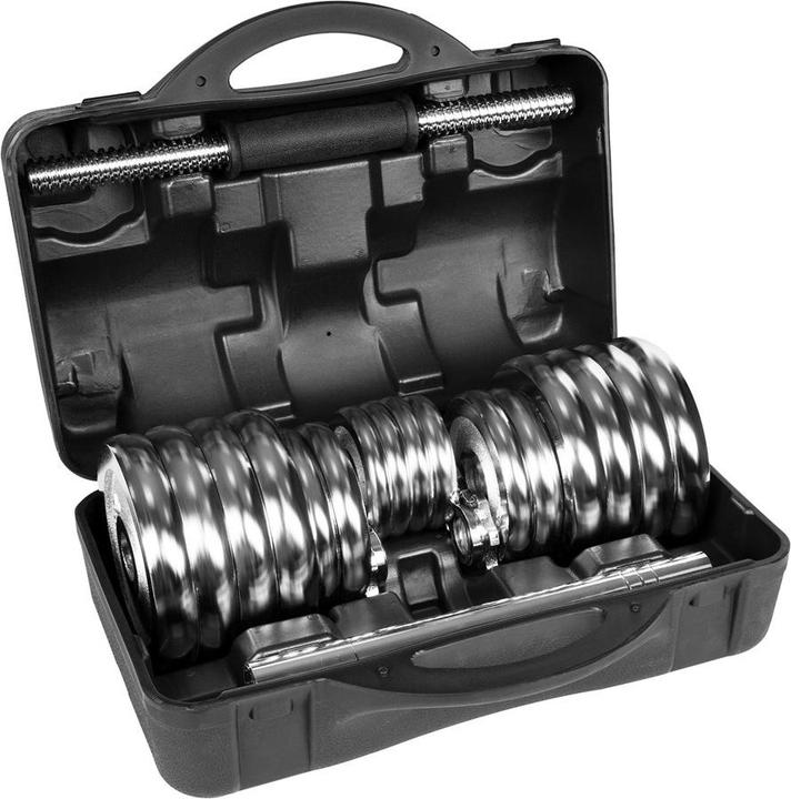 Image du produit Rebel ACTIVE Verchromte verstellbare Hanteln im Koffer 30 kg mit Langhantel